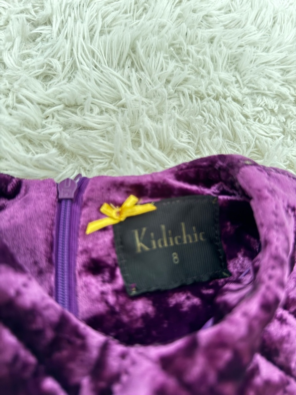 Kidichic Purple Velvet Quilted Dress Size 8 Girls - Picture 4 of 5